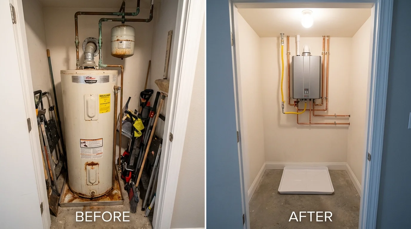 Tank water heater versus wall-mounted tankless unit comparison for Azusa, CA homeowners